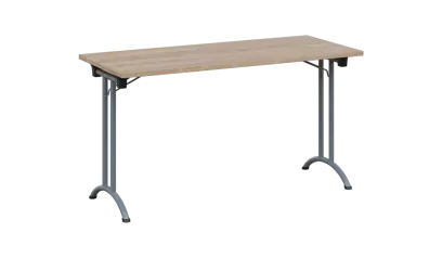 SLA 140 lak skládací jednací stůl 1394x600, deska 25 mm, podnož stříbrný lak, deska dub bardolino